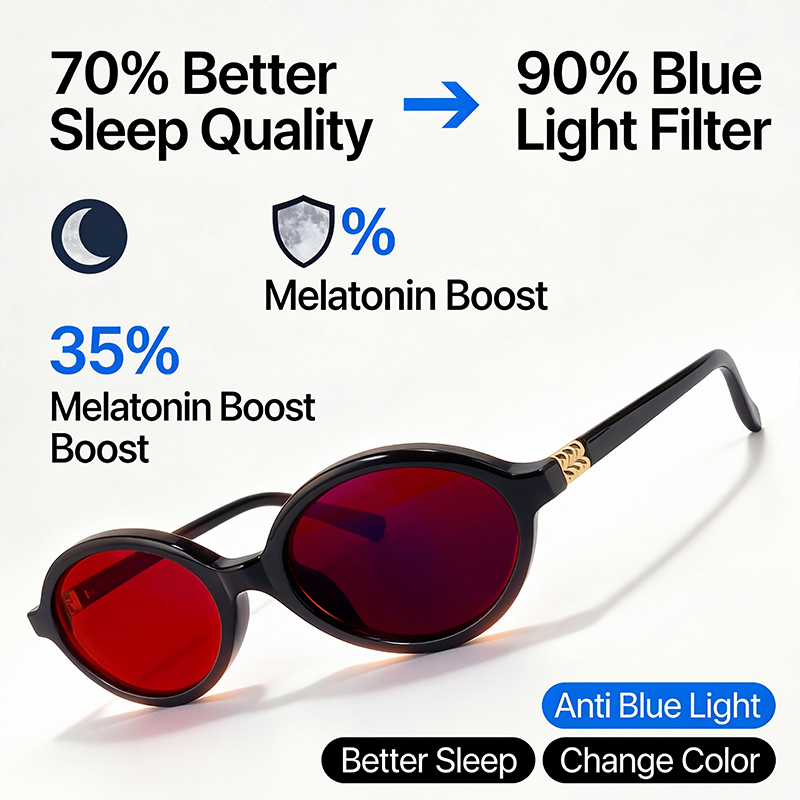 Gaming Glasses Tinted - Anti Blue Light Blocking Oval Glasses