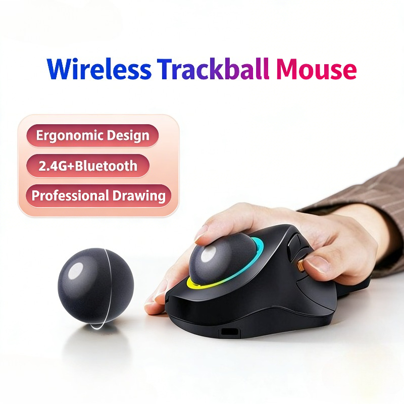 Gaming Accessories Ipad - Wireless Trackball Mouse RGB Ergonomic 1600DPI