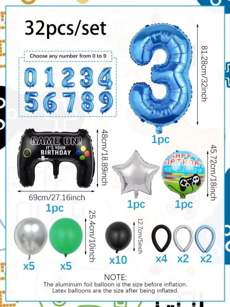 32PCS Game Theme Birthday Numb - огляд і ціна Gaming Accessories Boys